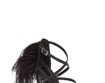 Topshop Black Roxana Feather Strappy Heels | New with Tags | Size 6