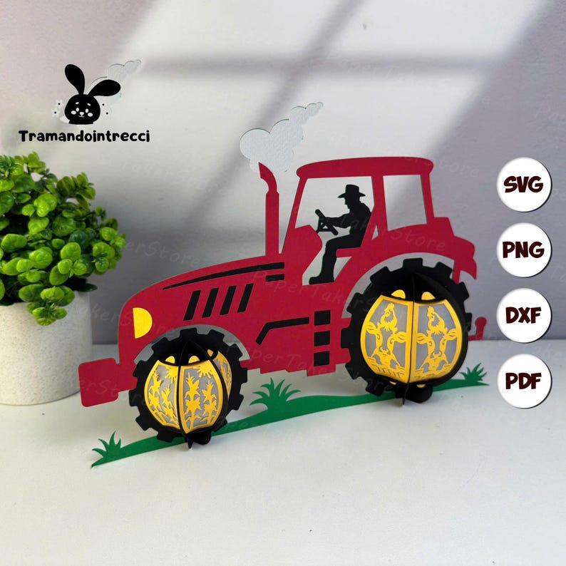 Tractor Shadow Box Tractor Shadow Box SVG for Cricut Projects DIY, Tractor Lantern for ...