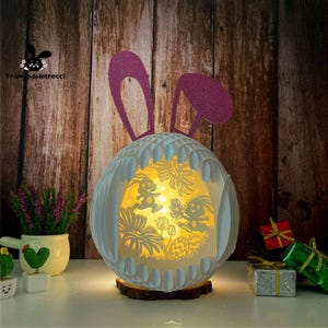 Conejito de Pascua 1 Conejito emergente 2 Caja de sombras SVG para proyectos de Cricut DIY, Conejito de Pascua 1 Conejito emergente 2 Linterna para decoración de Pascua
