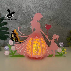 Lantern Mom And Daughter Shadow Box SVG For Cricut Projects DIY, Mom and Daughter Lantern For Mother Day Decoration