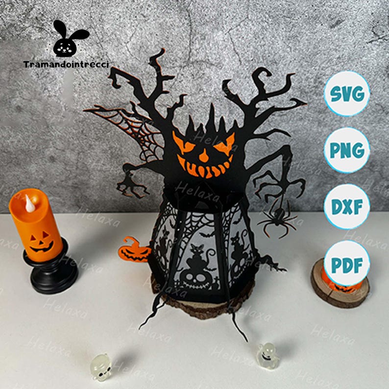 Lantern Ghost Tree Shadow Box SVG for Cricut Projects DIY, Halloween ...