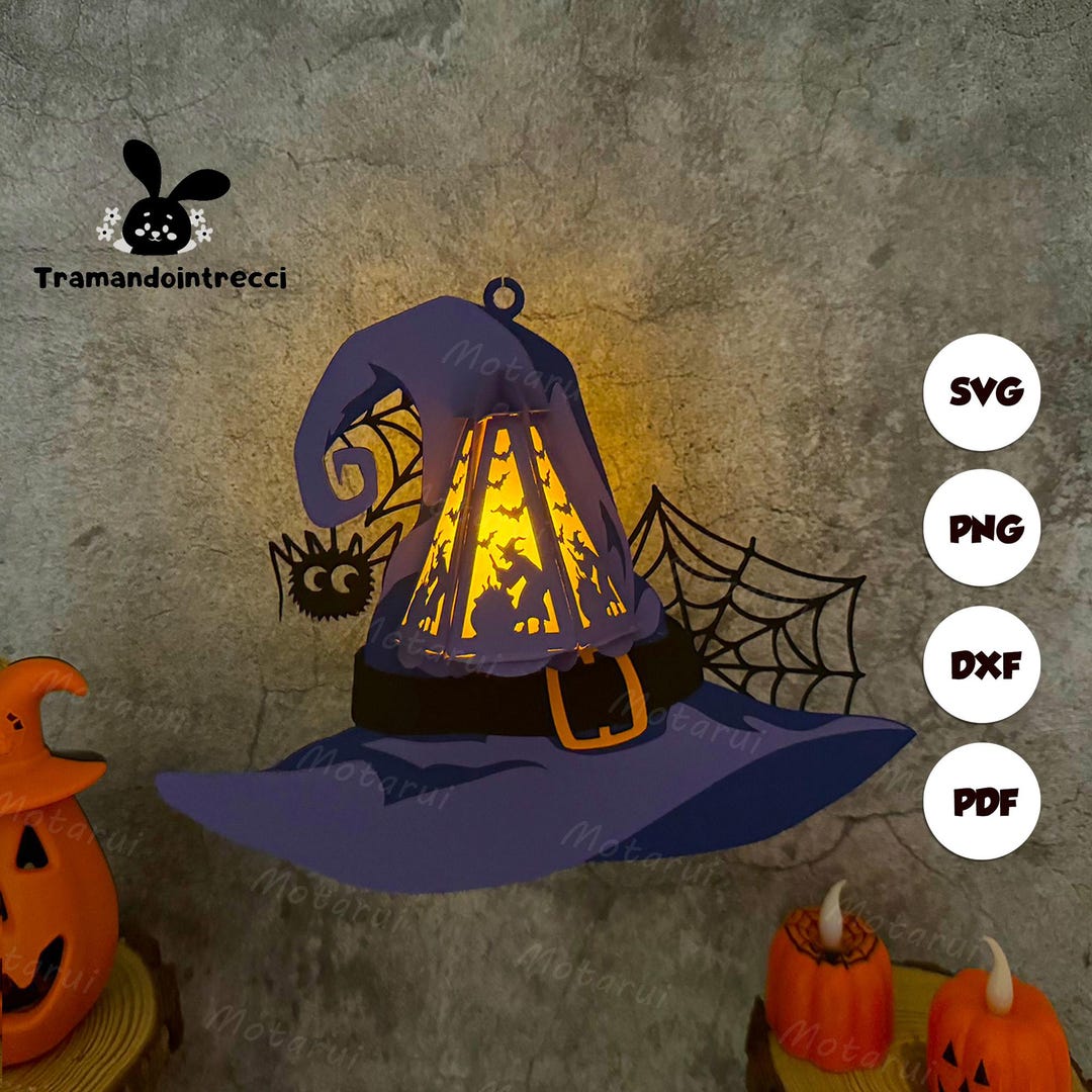 Lantern Witch Hat Shadow Box SVG for Cricut Projects DIY, Halloween ...