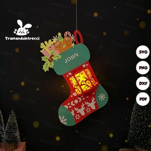 Socks Custom name Shadow Box SVG For Cricut Projects DIY, Socks Lantern For Christmas Decoration