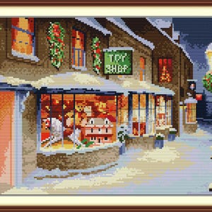 Kreuzstich Kit Stickerei Kit Nadelspitze Tapisserie Kit Kreuzstich Sets Wanddekor DIY Geschenk für ihren Weihnachtsspielzeugladen