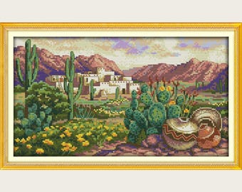 Counted/Stamped Cross Stitch Kit Embroidery Kit Needle Point Tapestry Wall Decor DIY Christmas Gift For Grandma A Desert Scene