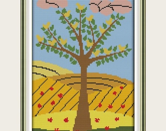 Kit de punto de cruz estampado: Bordado de paisaje de verano (33 x 42 cm, lienzo de 11 ct)