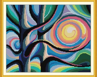 Colorful Winter Sun Cross Stitch Pattern (PDF Download)