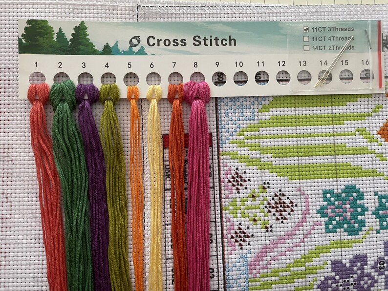 Stamped Preprinted Cross Stitch Kit Embroidered Colorful Beautiful