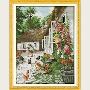 14ct gestempelt Kreuzstichpackung Stickpackung, Wanddekor DIY Geschenk für sie, Bauernhof 41×52 cm (16.14 &#39;&#39; x 20.47 &#39;&#39;)