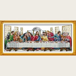 Large DIY Pre-printed Stamped Cross Stitch Kit Embroidery Kit The Last Supper 11 Count (With Stamped Aida) 98X44CM