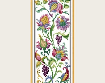 Stamped 14CT Cross Stitch Kit, Abstract Floral Embroidery (19x47cm)