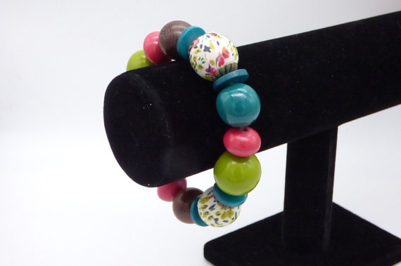 Vintage Multi Colour Beaded Elasticated Bracelet,… - image 8