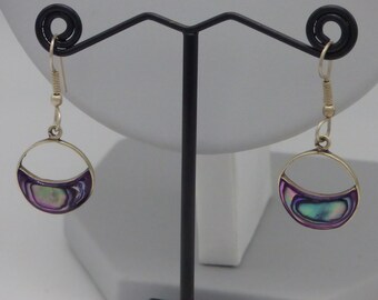 Boucles D'oreilles Percées Cœur En Nacre - Style Rétro Couleur Argent - Occasion