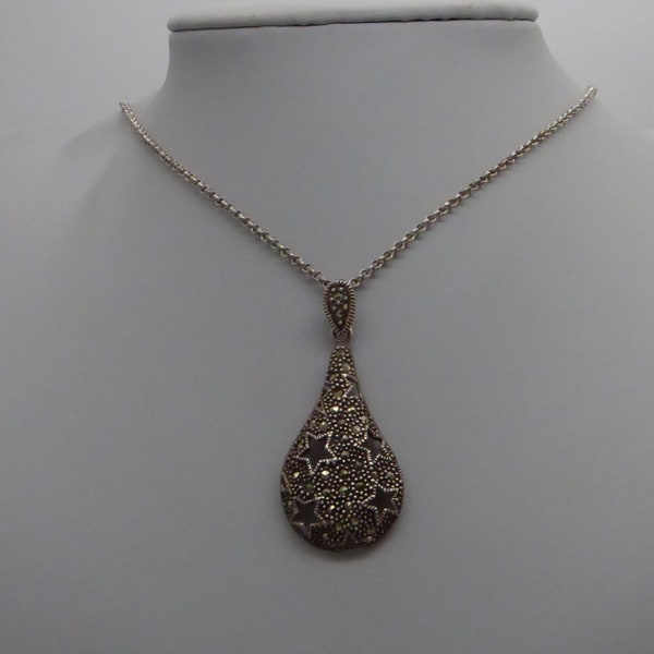 Silver and Marcasite Pendant and Silver Chain, Gift Idea