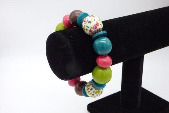 Vintage Multi Colour Beaded Elasticated Bracelet,… - image 7