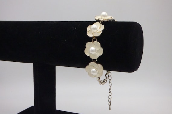 Bracciale vintage in finte perle: fiore in madreperla, gioielli da sposa con diamanti - Italia