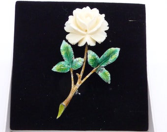 Beautiful Vintage Silver Tone and Enamel Flower Brooch Pin, Gift Idea
