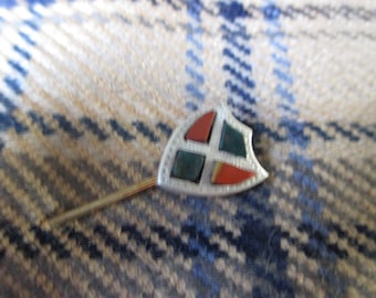 Victorian Scottish Silver-tone Stick pin brooch, Scottish Gift, Shield