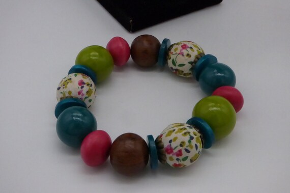 Vintage Multi Colour Beaded Elasticated Bracelet,… - image 2