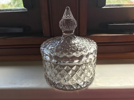 Vintage Glass Trinket Dish, Candle Light Holder, Gift Idea