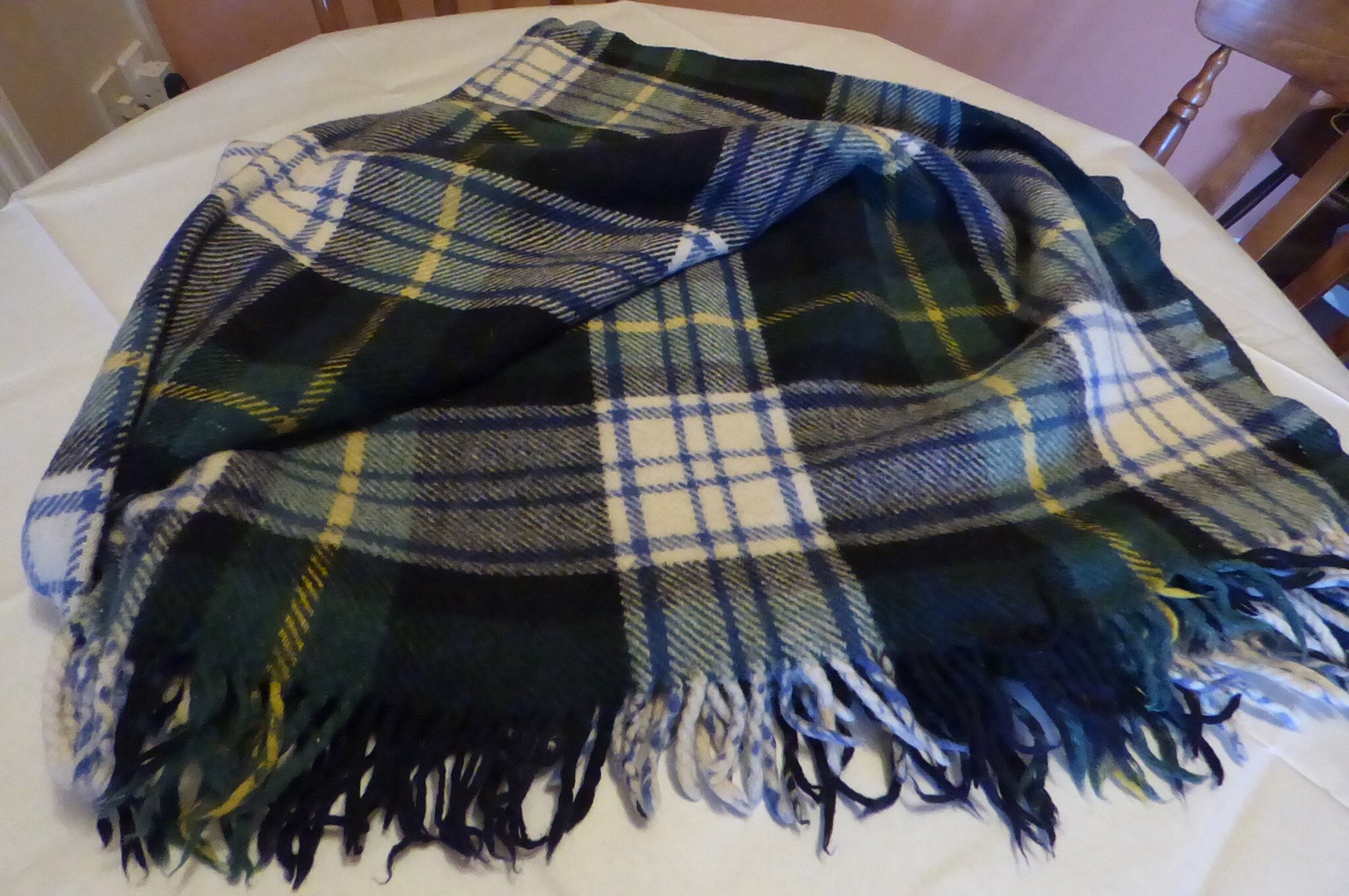 スコットランドのヴィンテージ オールウール タータン ブランケット