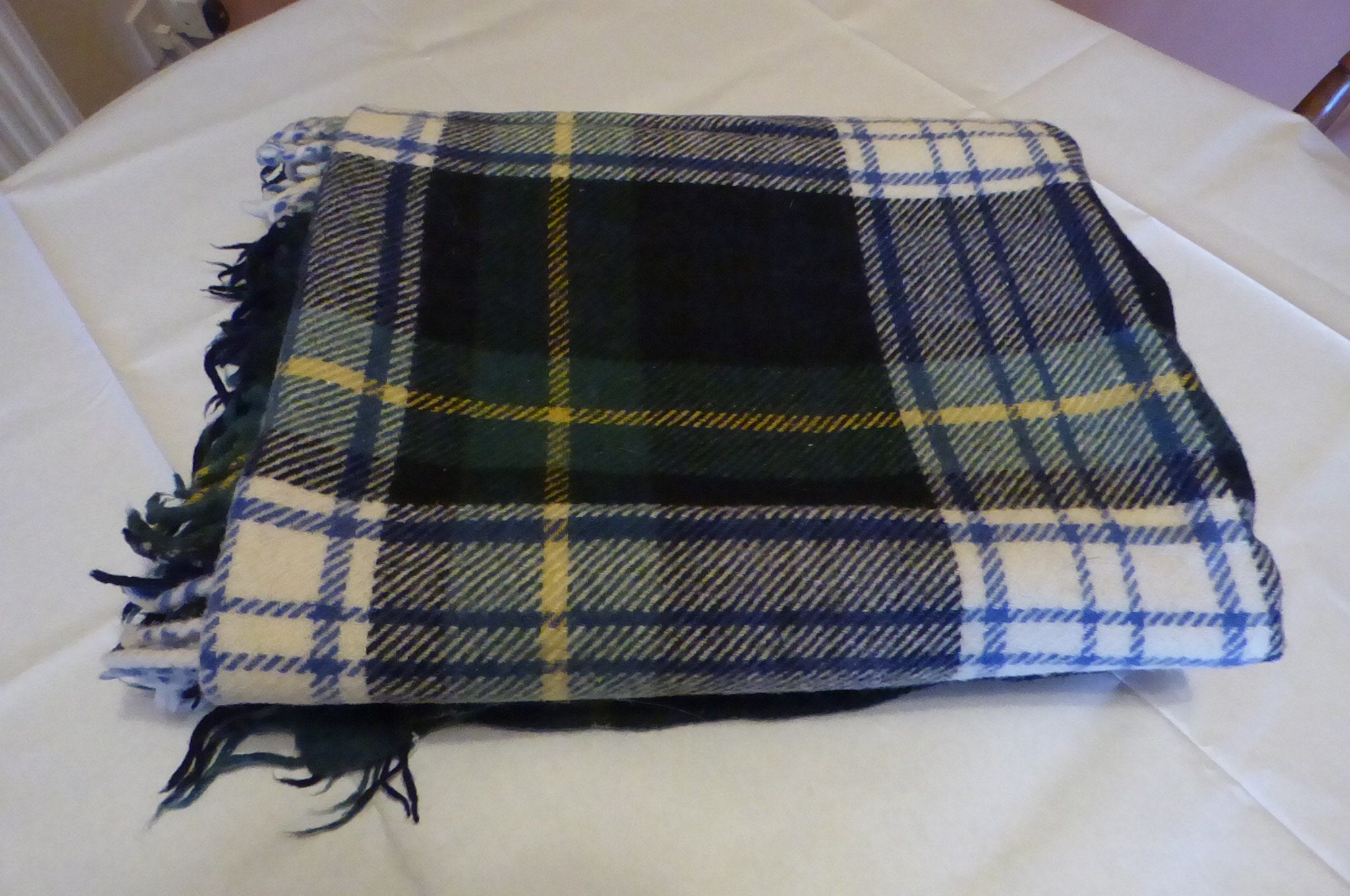 Scottish Vintage All Wool Tartan Blanket, Picnic Rug, Throw Rug - Scottish Gift