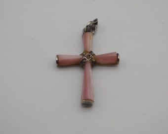 1980s Silver 925 Pink Cross - gift Idea