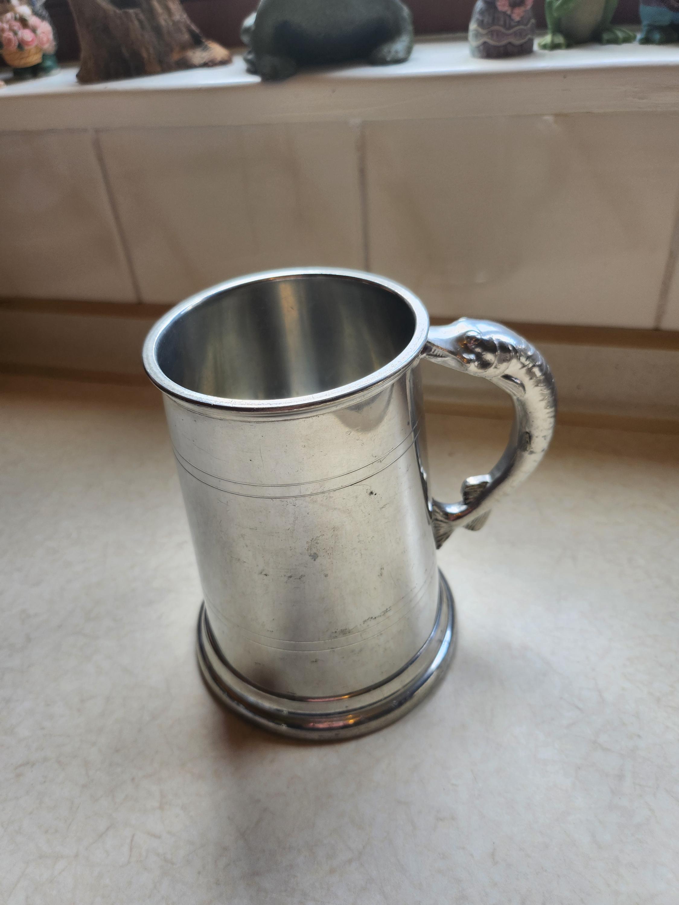 Pewter Tanker with Pike Fish Handle - Gift Idea
