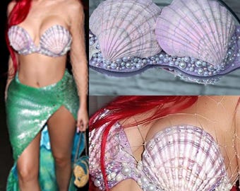 Kylie Inspired Mermaid Halloween Costume Bra Only Real Seashells