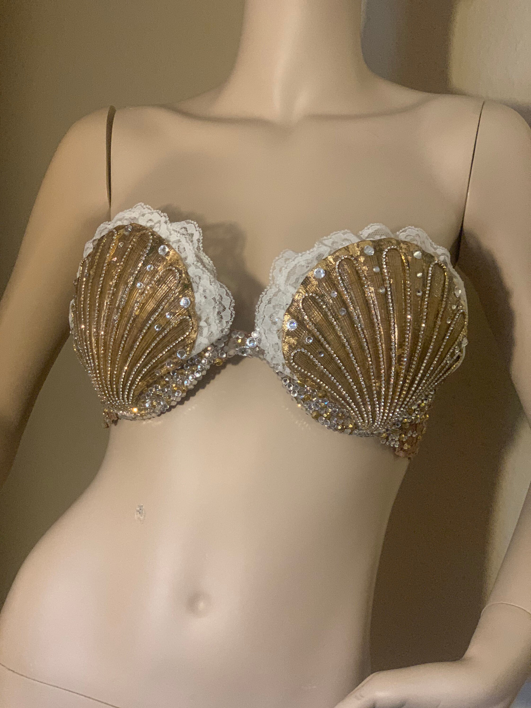 Mermaid Bra Siren Seashell Top Shell Gold Purple Dance Fishnet Star Raw  Wedding Costume Sea Sunset Bridal Masquerade Photo Prop Custom -  Israel