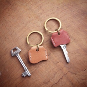 Personalized Leather key cover with Solid brass split key ring  |  Cowhide leather key covers  |  Key holder  |  Keyring  | Key cap