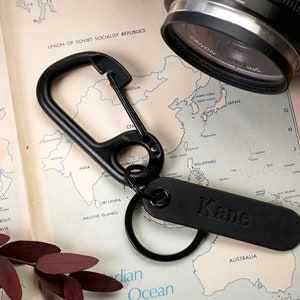 Black Carabiner Snap Clasp with Personalize Name Tag Keyring carabiner Personalize keychain image 5
