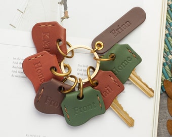 Personalized Leather key cover with Solid brass split key ring  |  Cowhide leather key covers  |  Key holder  |  Keyring  | Key cap