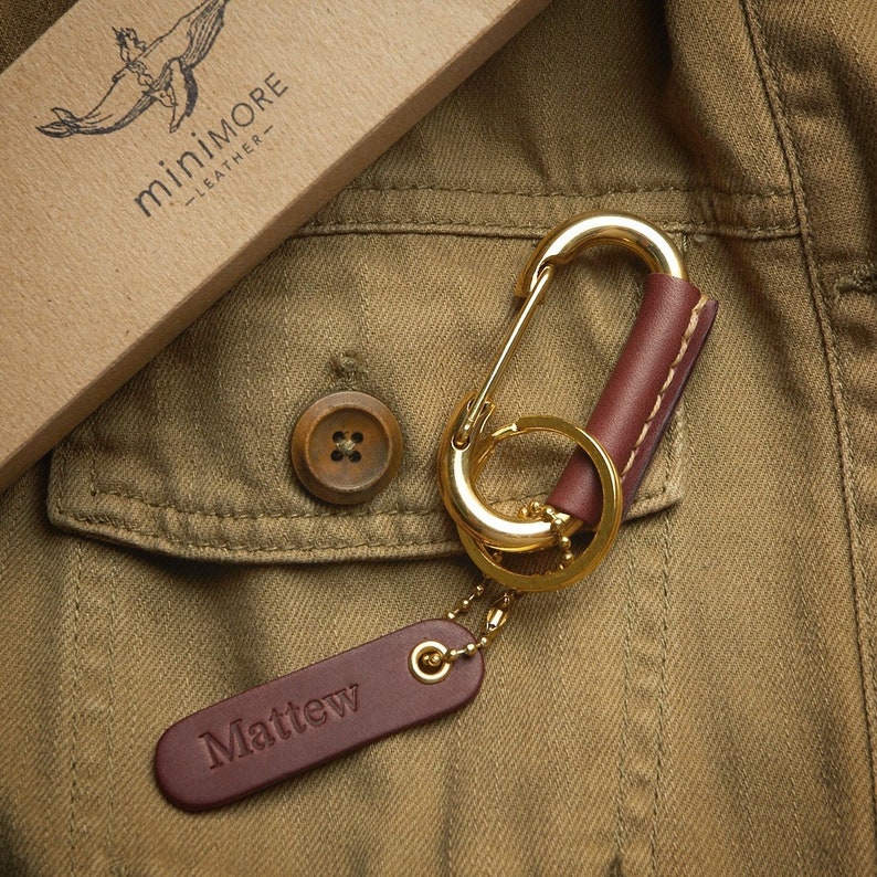 Solid Brass Carabiner Clasp with Leather Wrapped Brass Etsy