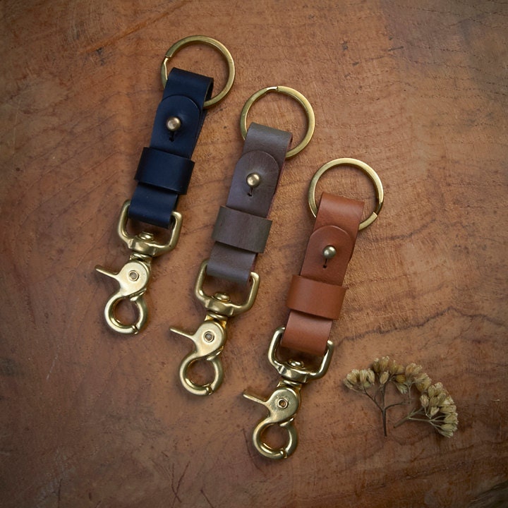Handmade Leather Key Fob BRASS belt loop Key Landyard Etsy