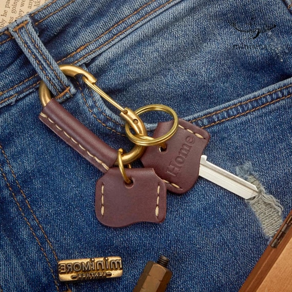 Genuine Leather Carabiner Keychain With Key Covers Leather Belt