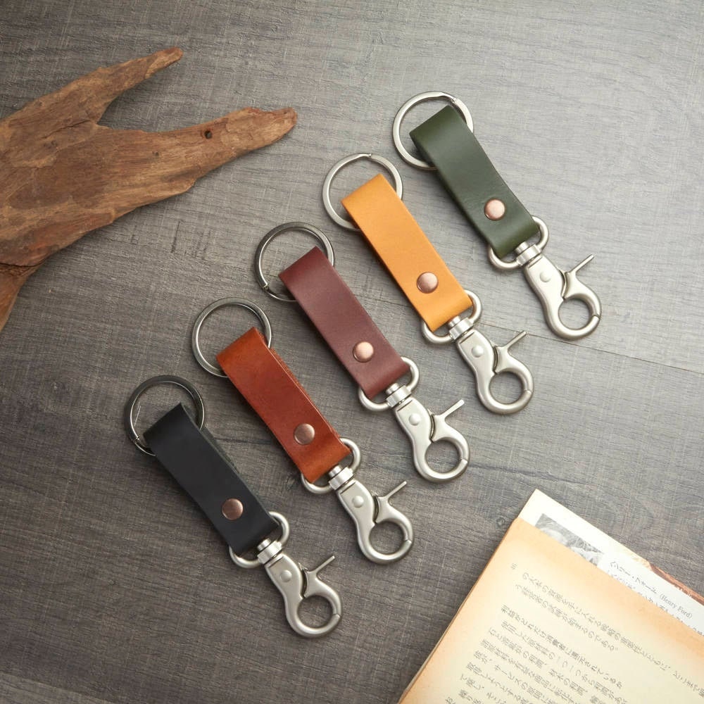 Leather Keychain with Matte Nickel swivel hook Leather Etsy