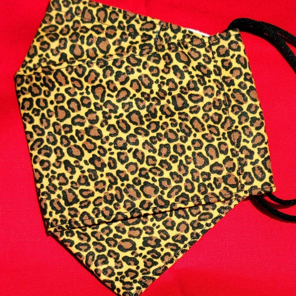 Cheetah Print Origami Face Mask with Nose Wire and Optional Filter Pocket
