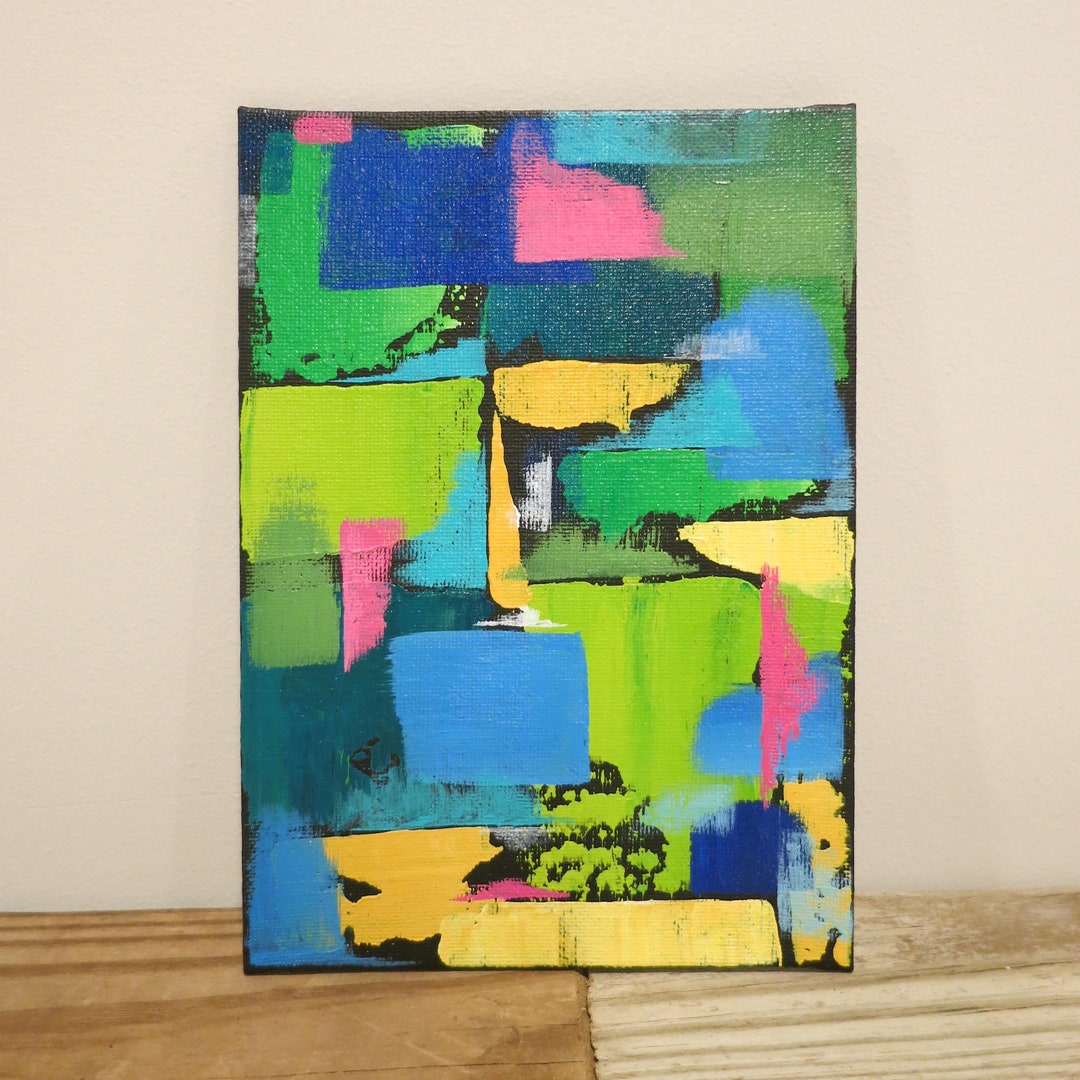 Original Abstract Painting, Small Acrylic Painting on Canvas Panel ...