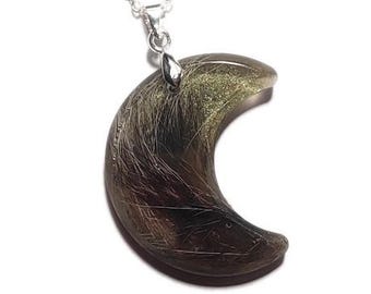 MOON Custom Hair Keepsake or Memorial Necklace | Handmade Hair or Fur Jewelry | ValenwoodVixen