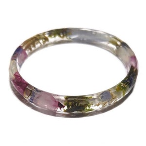 Garden Flower FACETED Bangle - Small/Med - Resin - Dried Moss and Flower Petals - Bangle - Nature Jewelry -  Valenwood Vixen - Ready to Ship