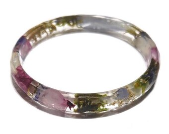 Bracelet Femme Fleur Séchée En Résine - Marguerite Réelle, Jonc élégant Fait Main, Cadeau Naturel Et Chic