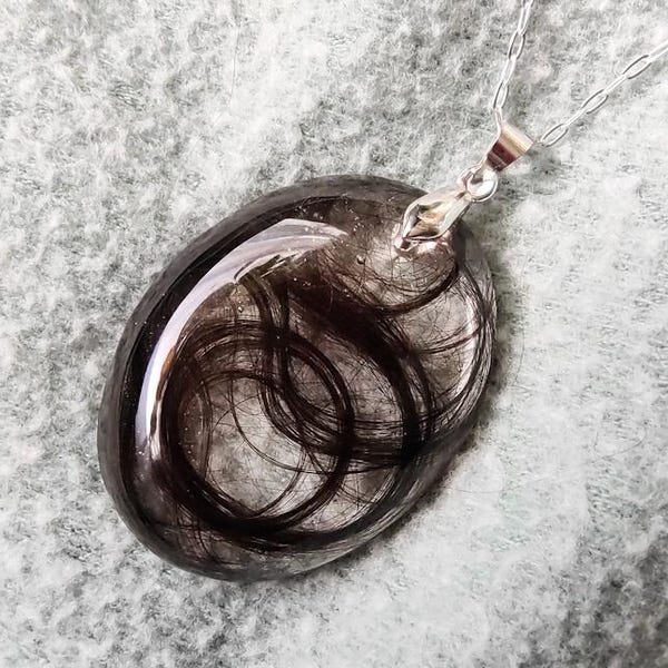 LARGE OVAL Hair Keepsake Necklace - Personalized Pet Memorial Jewelry - ValenwoodVixen