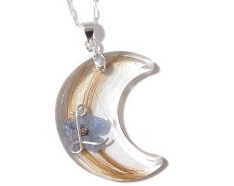 MOON Custom Hair Keepsake Necklace - Handmade Jewelry - Baby Hair - Pet Hair Keepsake - Locket - Personalized Memorial ValenwoodVixen