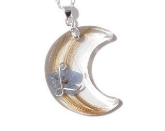 MOON Hair Locket Keepsake Memorial Necklace | Pet or Baby Hair Jewelry