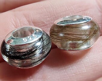 Handmade Hair Keepsake Bead | SMALL Memorial Charm for Bracelet | Sterling Rivets