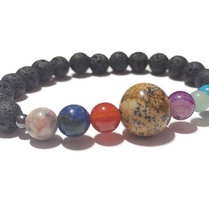 2023 Picture Jasper Space Bracelet Spacelet Solar System Planets & Lava Rock Solar System Bracelet Valenwood Vixen Ready to Ship image 4