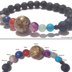 2023 Picture Jasper Space Bracelet Spacelet Solar System Planets & Lava Rock Solar System Bracelet Valenwood Vixen Ready to Ship image 1