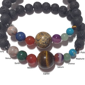 2023 Picture Jasper Space Bracelet Spacelet Solar System Planets & Lava Rock Solar System Bracelet Valenwood Vixen Ready to Ship image 6