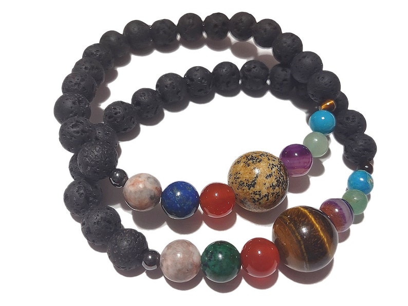 2023 Picture Jasper Space Bracelet Spacelet Solar System Planets & Lava Rock Solar System Bracelet Valenwood Vixen Ready to Ship image 7